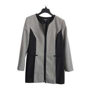 Isabella Suits Womens 14 Black White  Colorblock Collarless Blazer Jacket